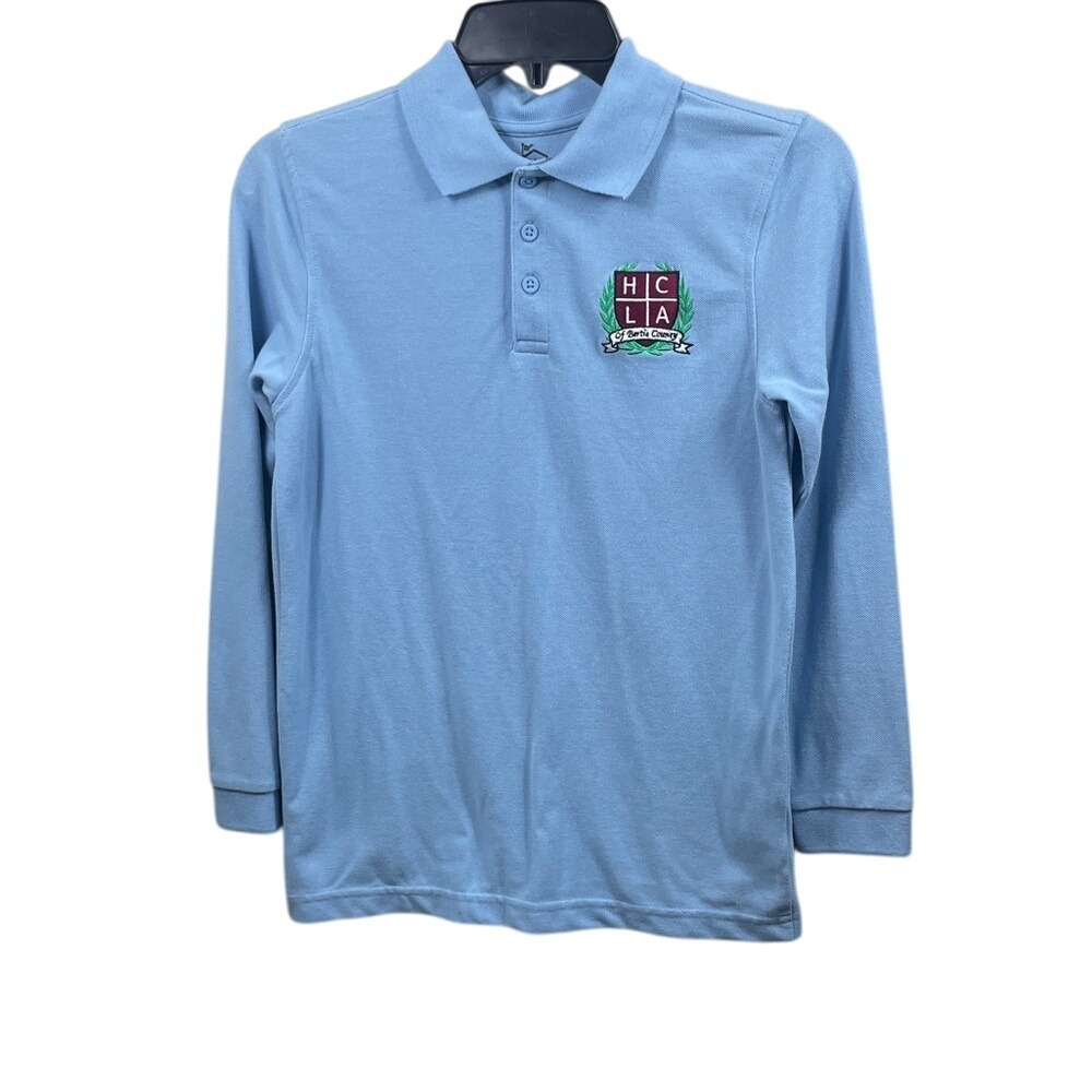 HCLA of Harris County School Uniform Polo Shirt Long Sleeve Light‎ Blue